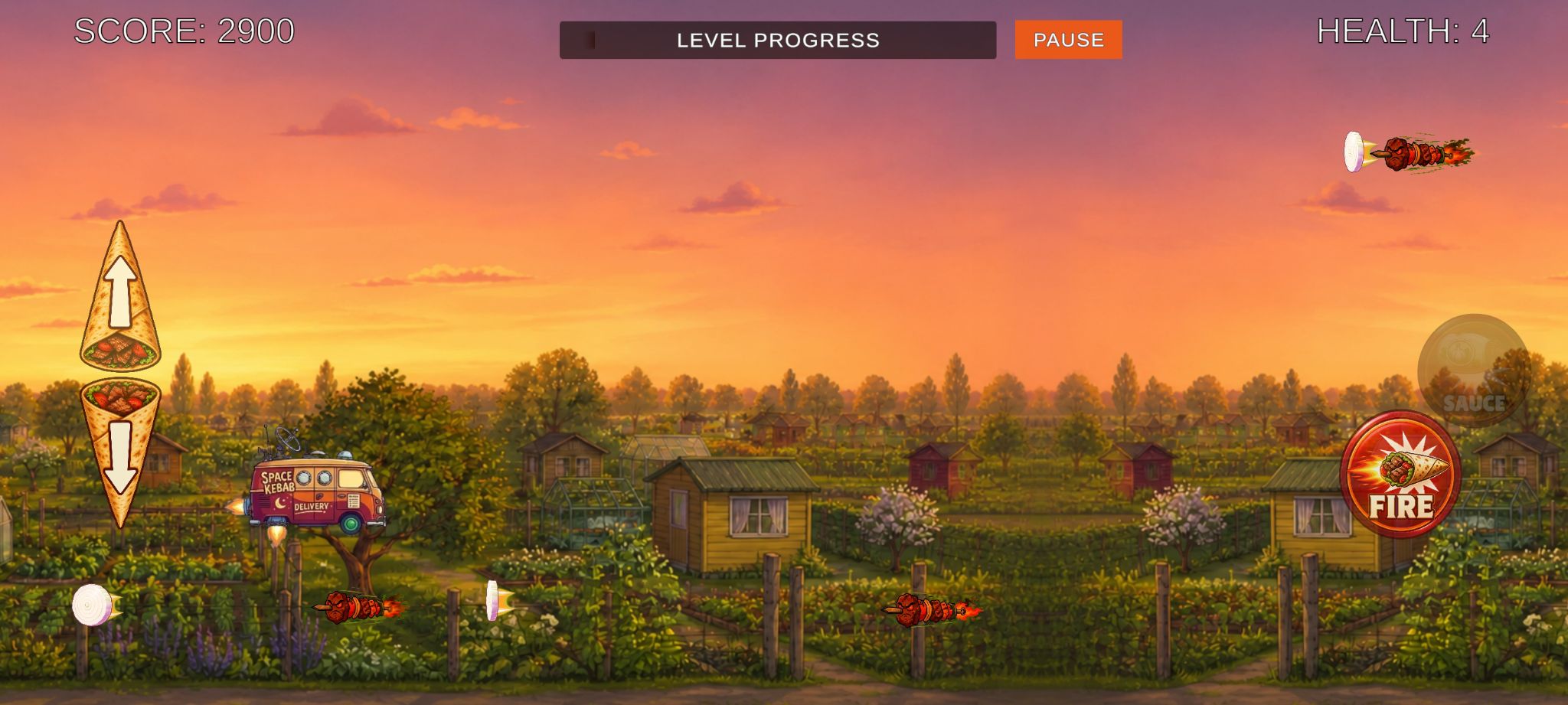 Kebab Shooter gameplay in an early Android build