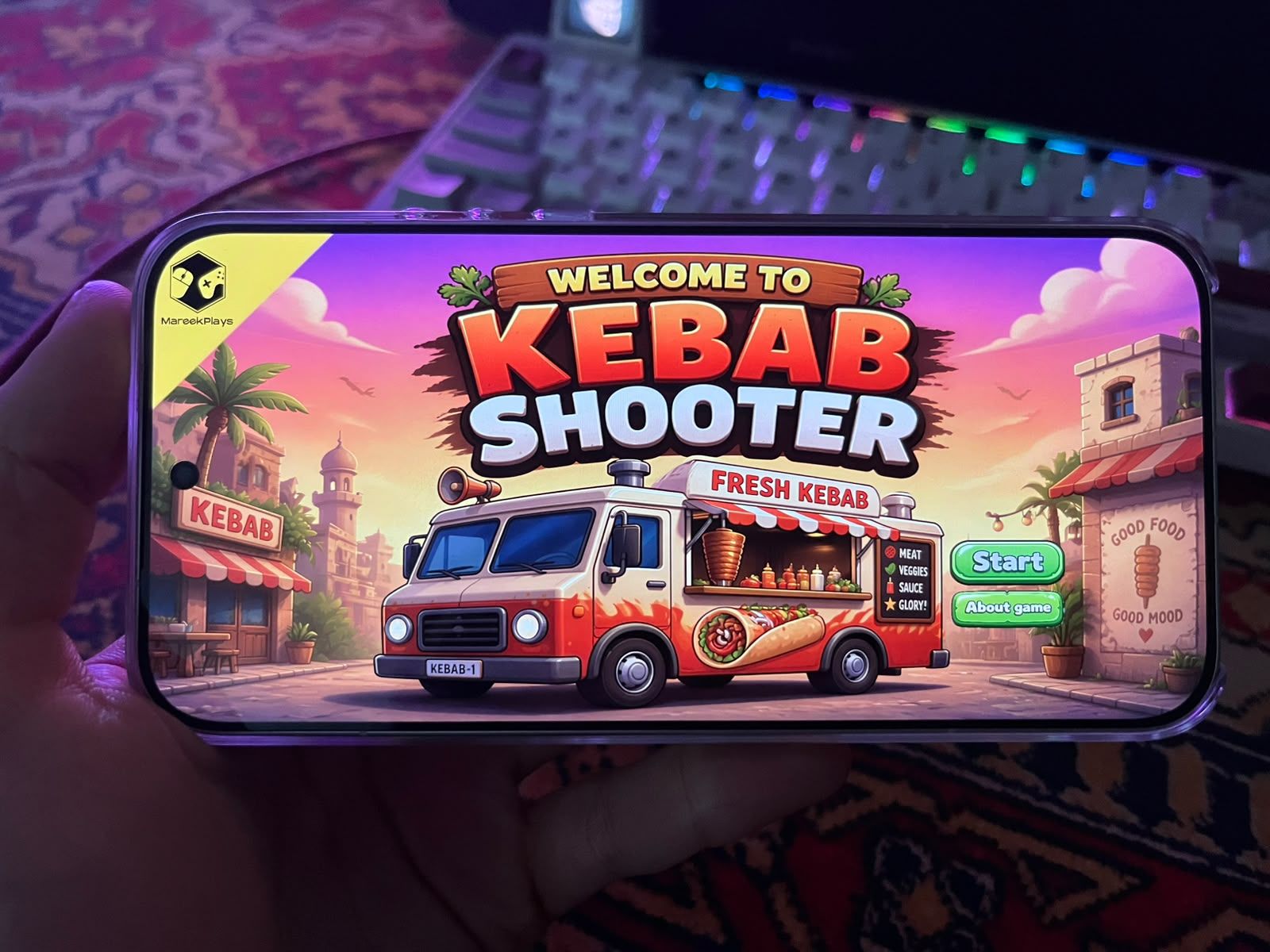 Kebab Shooter running on an Android phone
