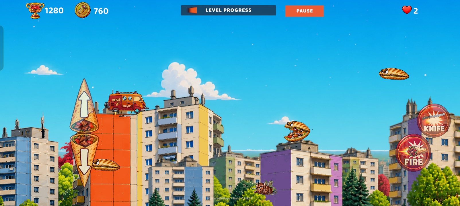 Gameplay Kebab Shooter wśród kolorowych bloków